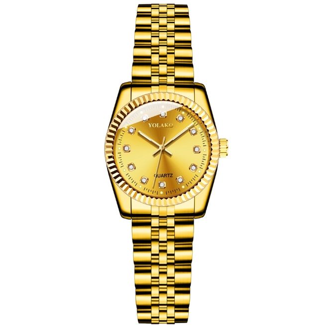 NJC Gold Diamond Quartz Watch for Couples Luxury New Design 40mm Glass Dial Display Simple Style Reloj Para Hombre Uhren Women