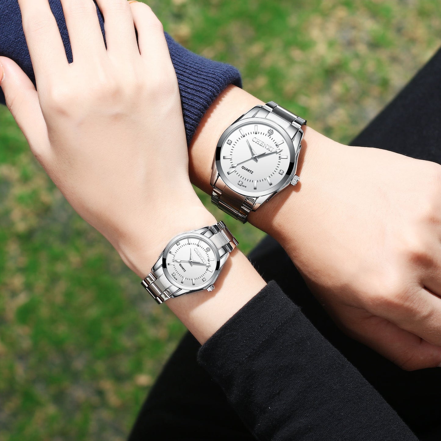 Fashion Valentine's Day Gift Set Waterproof Diamond Luxury Couple Quartz Watches for Men and Woman Stainless Steel Uhren Watches