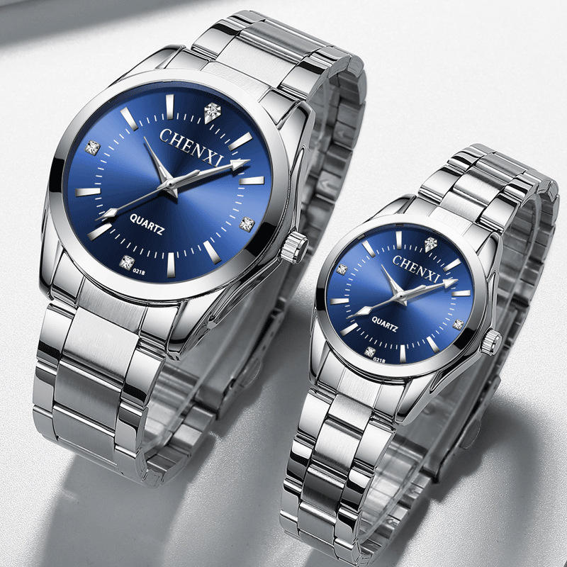 Fashion Valentine's Day Gift Set Waterproof Diamond Luxury Couple Quartz Watches for Men and Woman Stainless Steel Uhren Watches