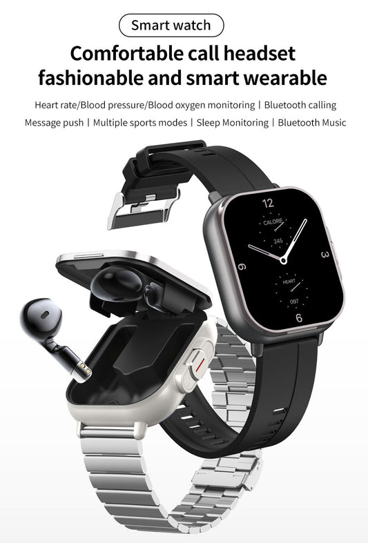 2 in 1 SmartWatch with TWS Earbuds Wireless Headphone Health Monitoring Fitness Record Reminders Men Women Smart Watches