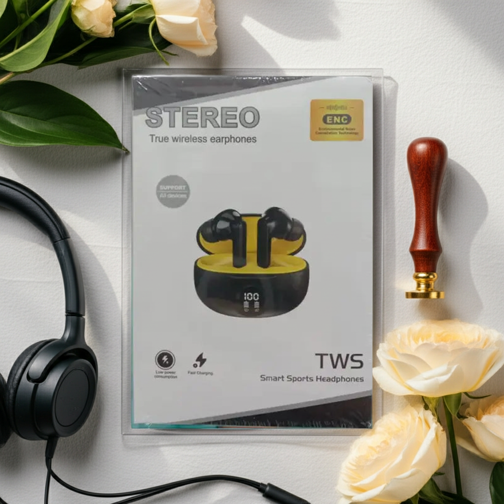 3D Surround Stereo Hifi ANC+ENC Wireless Headphones With 300mAh Charging Box Real TWS Earphone Gaming Sport In-ear Earbuds